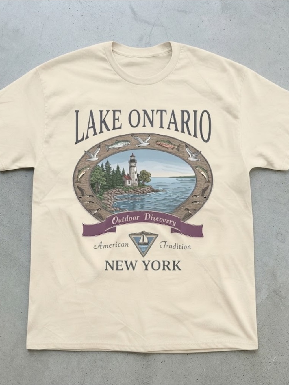 Lake Ontario Lighthouse Outdoor New York Cotton Gildan T-shirt